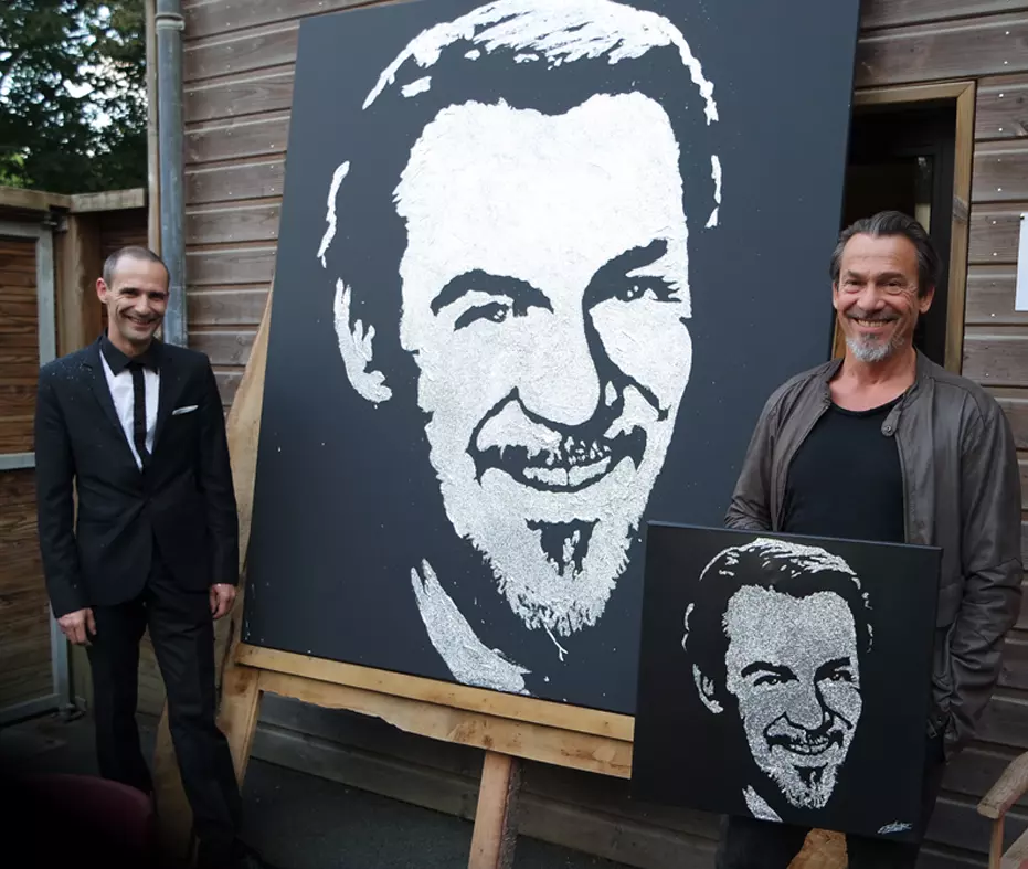 Florent Pagny - Portrait Glitter Painting By EriK BLACK 01